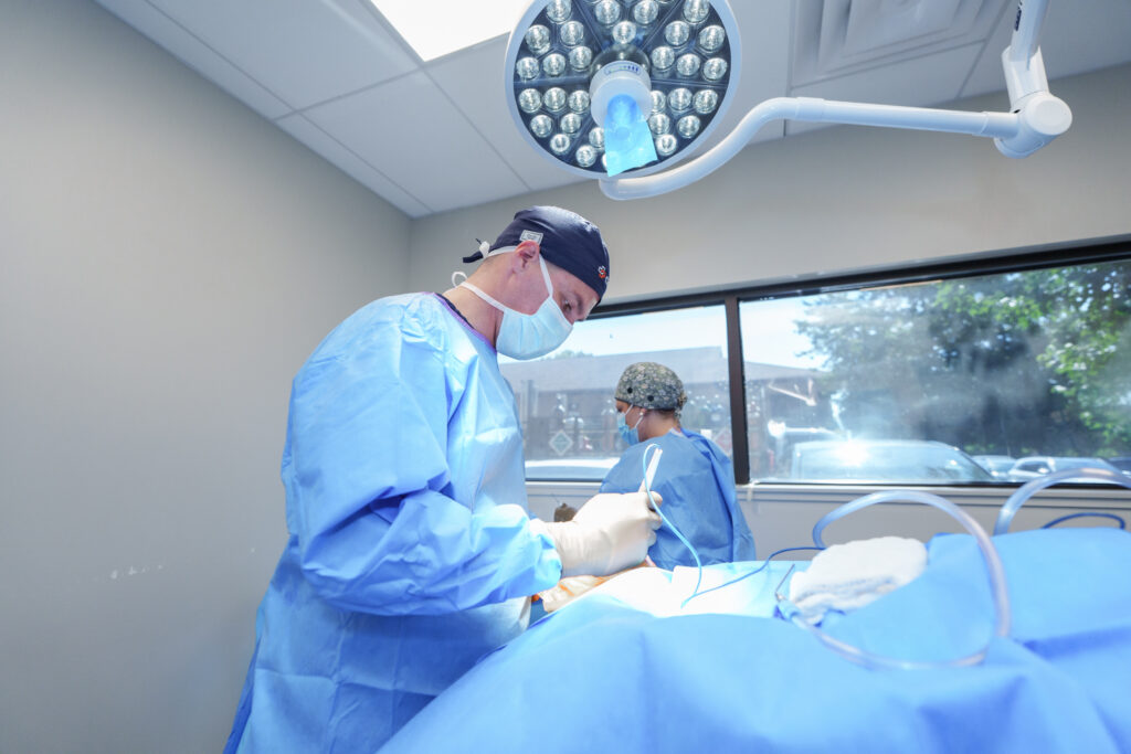 COVE veterinary surgery team performing a TPLO procedure in the operating room